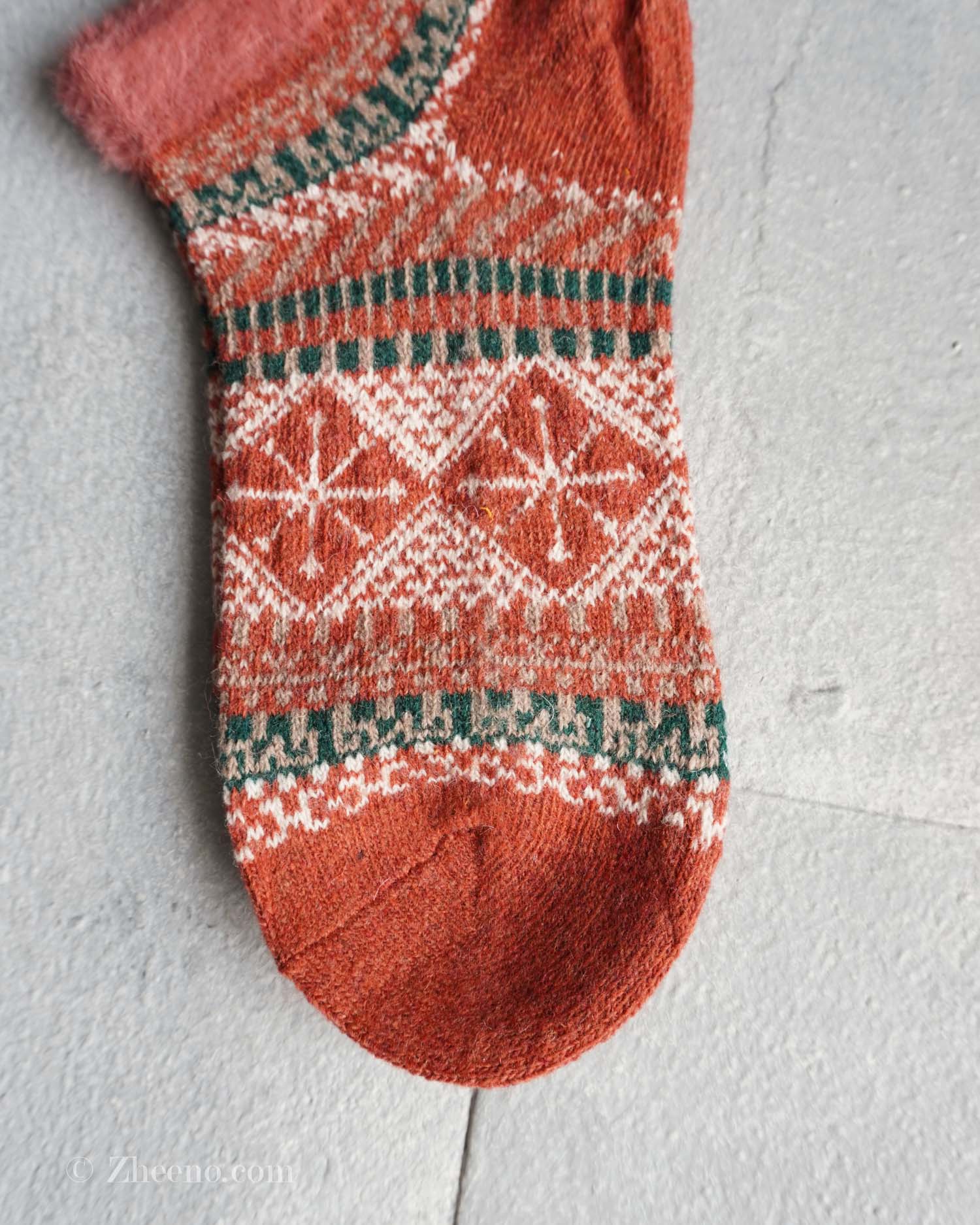 جوراب مچی پشمی زنانه طرحدار نارنجی