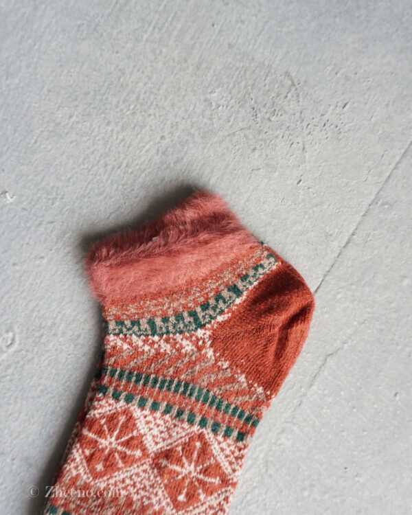 جوراب مچی پشمی زنانه طرحدار نارنجی