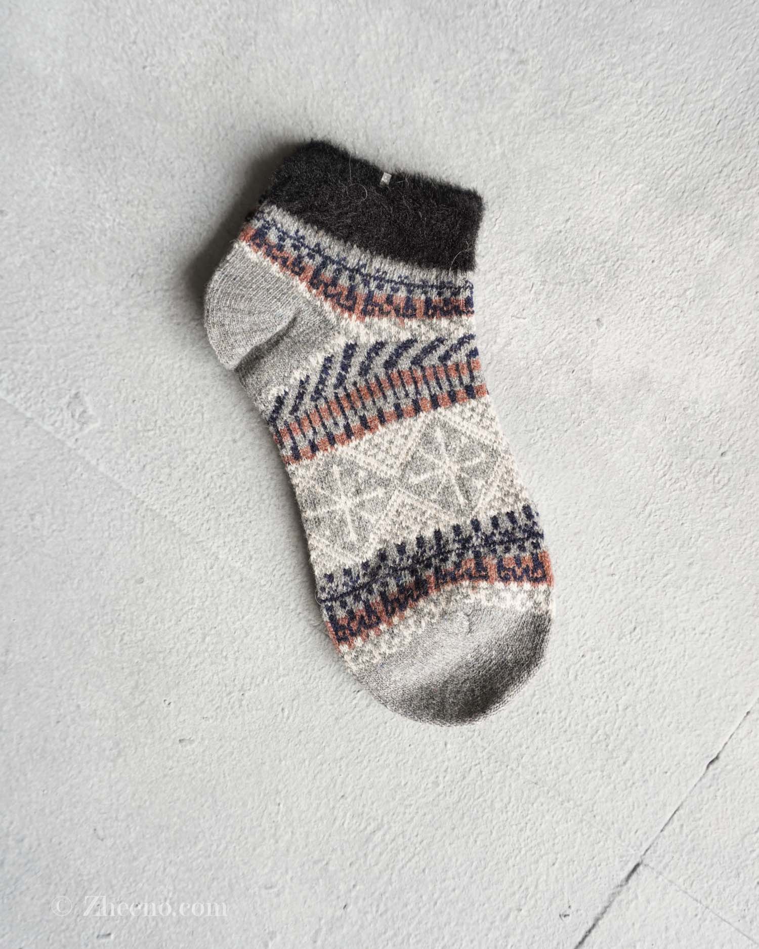 جوراب مچی پشمی زنانه طرحدار طوسی