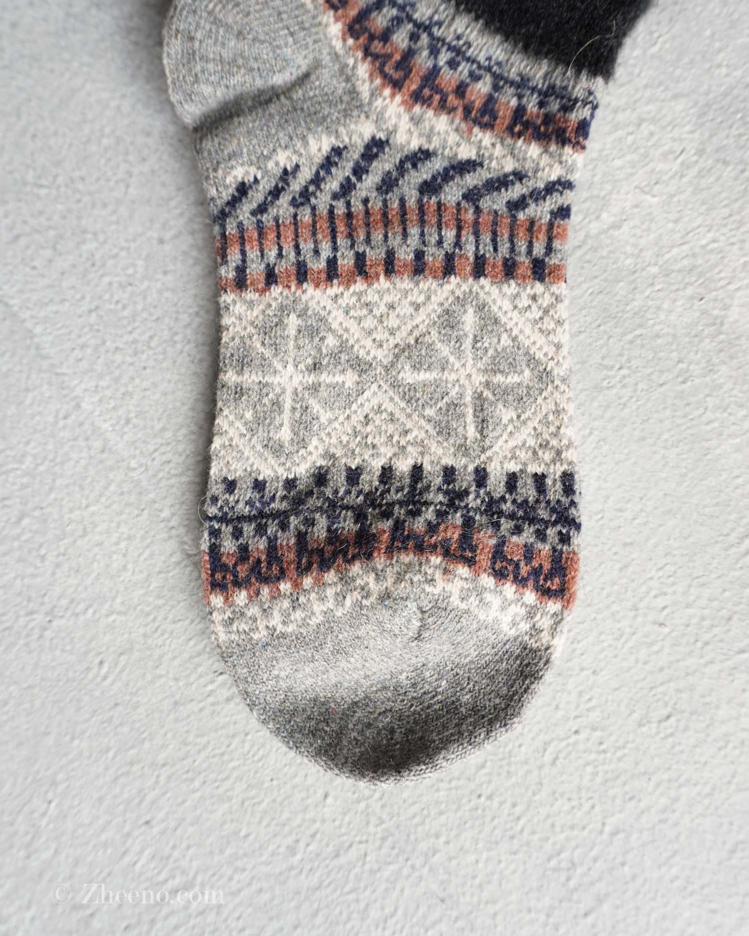 جوراب مچی پشمی زنانه طرحدار طوسی