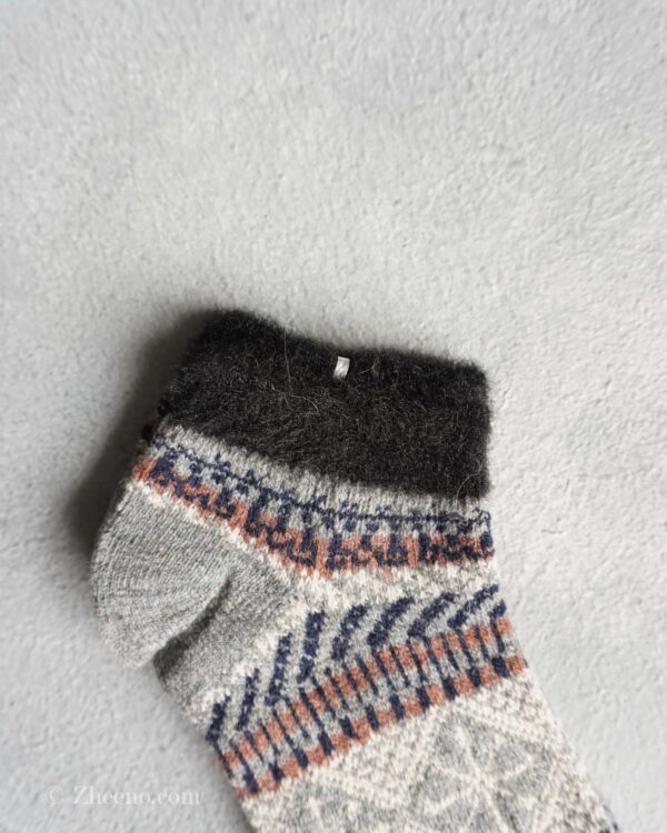 جوراب مچی پشمی زنانه طرحدار طوسی