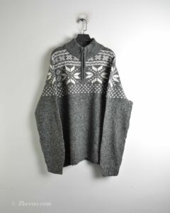 بافت وینیتیج نیم زیپ خاکستری Croft&Barrow