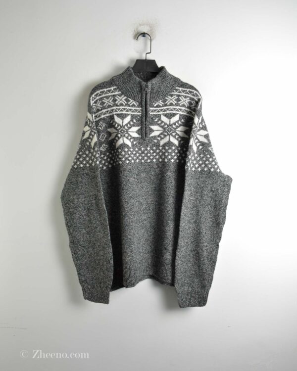 بافت وینیتیج نیم زیپ خاکستری Croft&Barrow