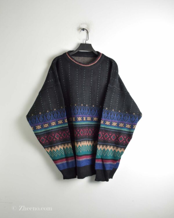 بافت وینیتیج مشکی طرح دار