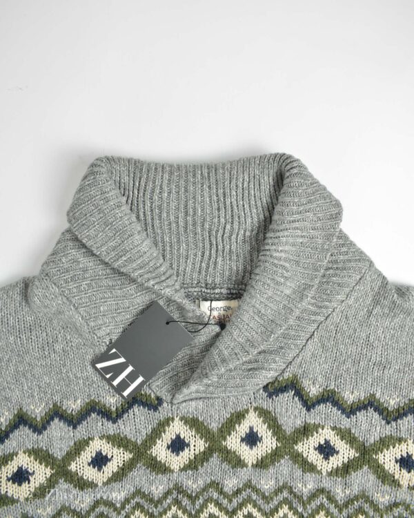 بافت وینیتیج یقه دار طوسی سبز George