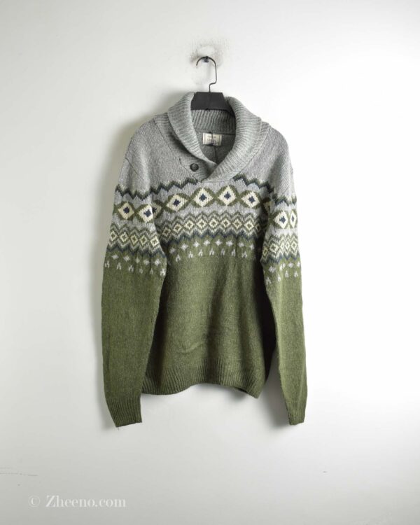 بافت وینیتیج یقه دار طوسی سبز George