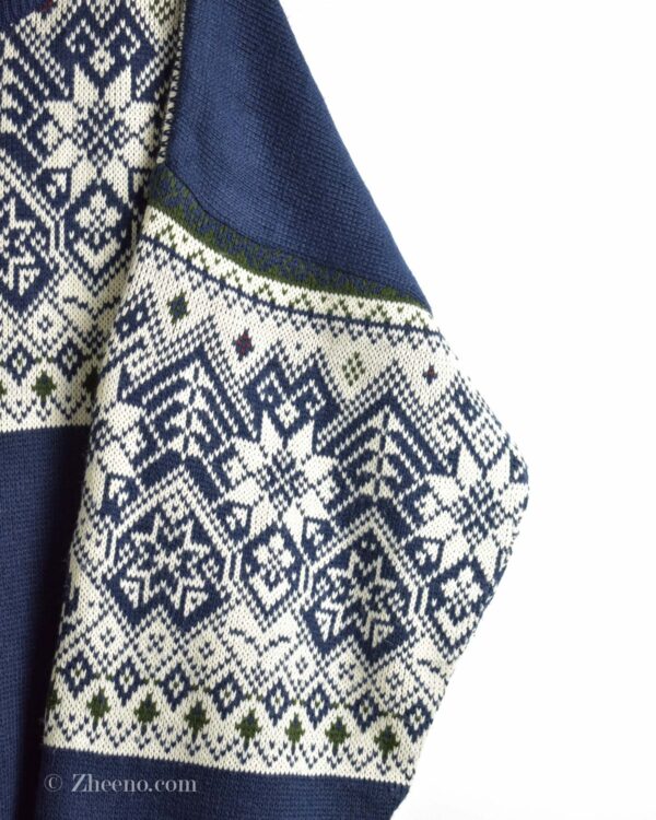 بافت وینیتیج یقه دار سرمه ای طرح دار Haband