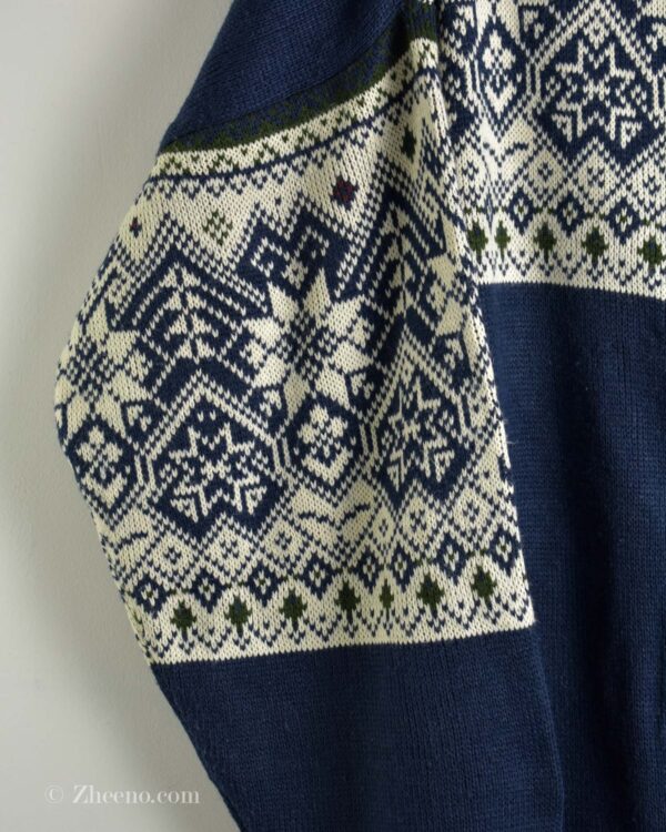 بافت وینیتیج یقه دار سرمه ای طرح دار Haband