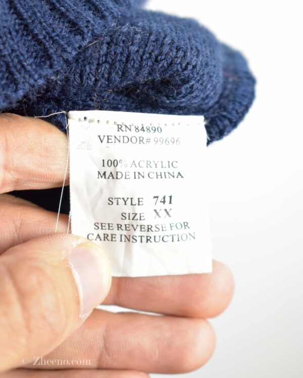 بافت وینیتیج یقه دار سرمه ای طرح دار Haband