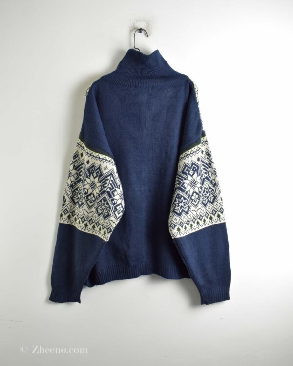 بافت وینیتیج یقه دار سرمه ای طرح دار Haband