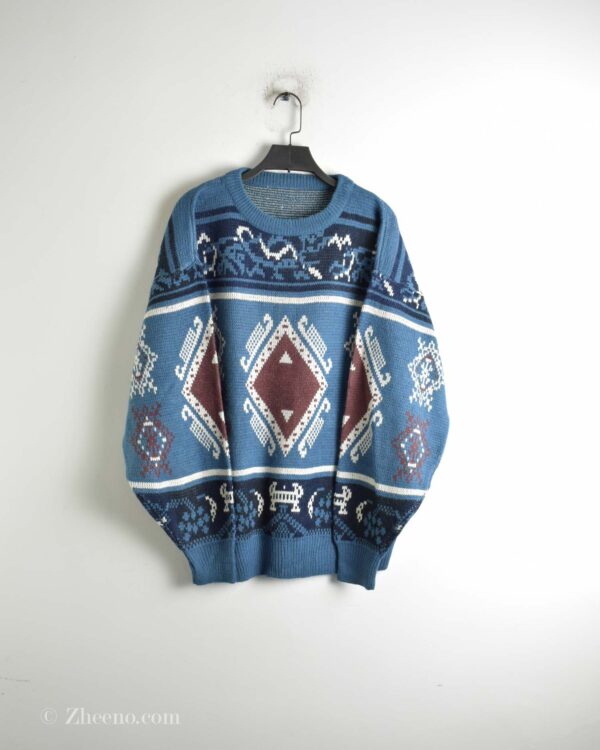 بافت وینیتیج آبی طرح دار