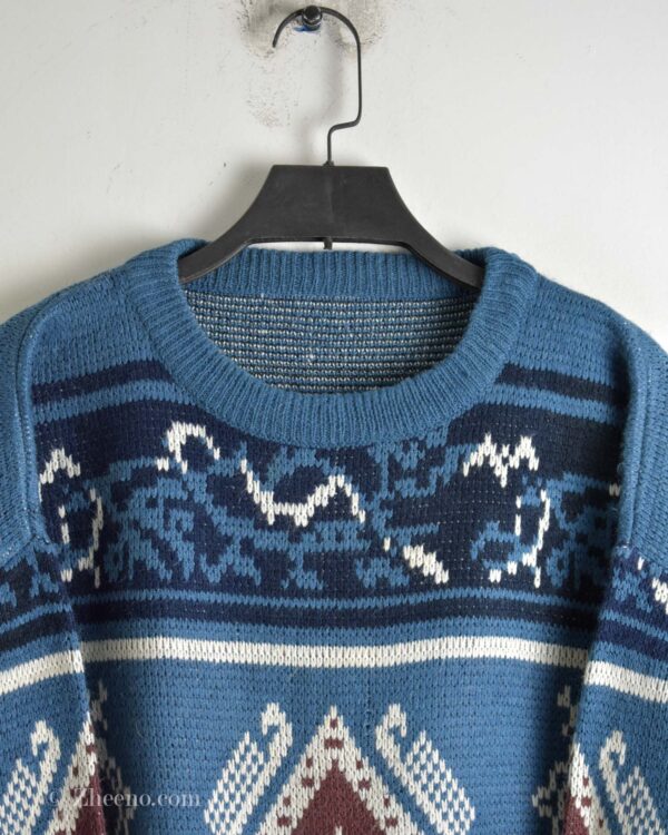 بافت وینیتیج آبی طرح دار