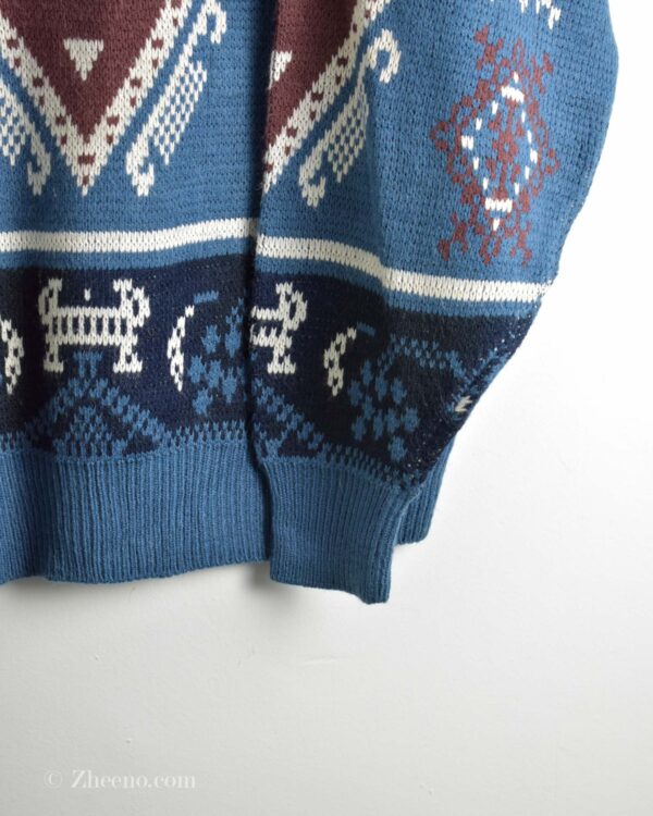 بافت وینیتیج آبی طرح دار