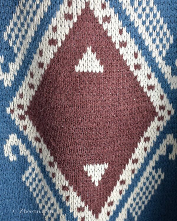 بافت وینیتیج آبی طرح دار