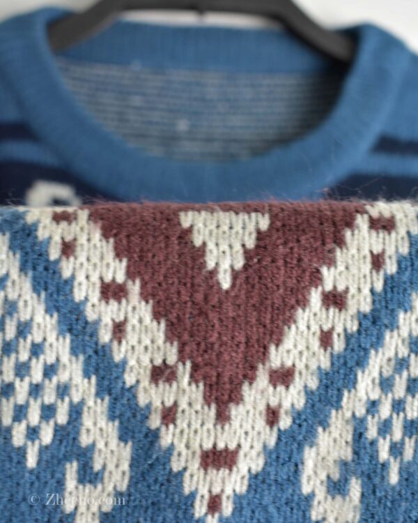 بافت وینیتیج آبی طرح دار