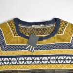 بافت وینتیج زرد طرح دار Black Number