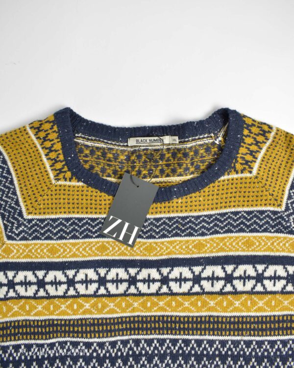 بافت وینتیج زرد طرح دار Black Number