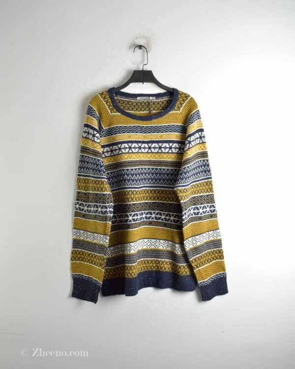 بافت وینتیج زرد طرح دار Black Number