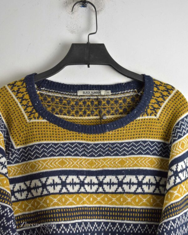 بافت وینتیج زرد طرح دار Black Number
