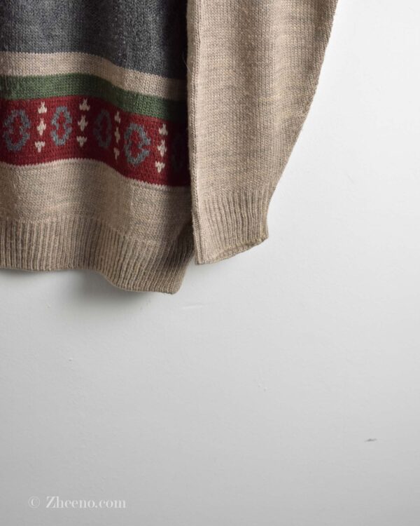 بافت وینتیج یقه دار سه دکمه طرح دار