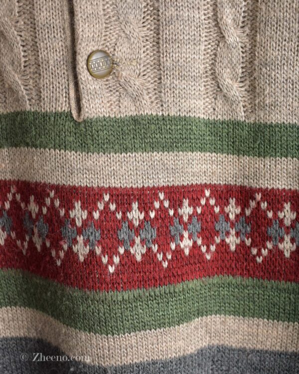 بافت وینتیج یقه دار سه دکمه طرح دار