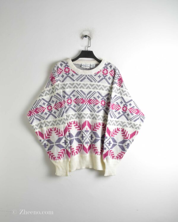 بافت وینتیج سفید صورتی