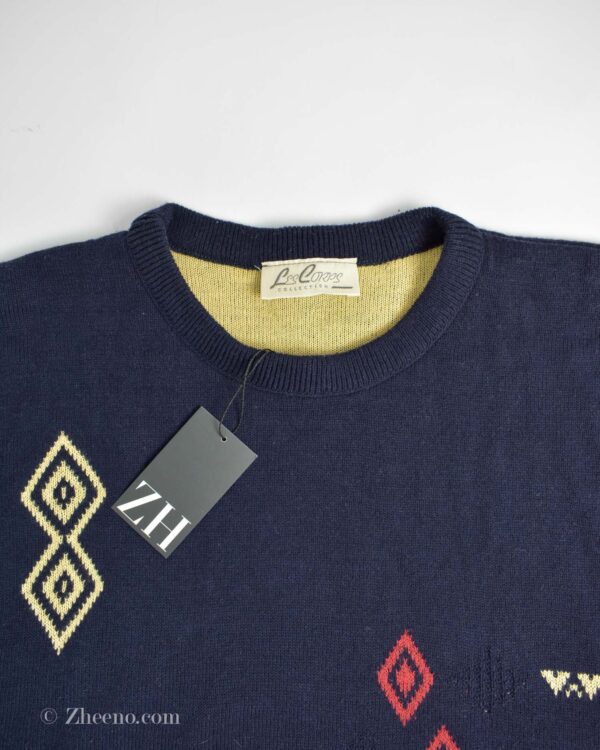 بافت وینتیج سرمه ای تیره طرح دار