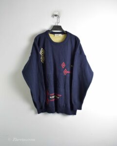 بافت وینتیج سرمه ای تیره طرح دار