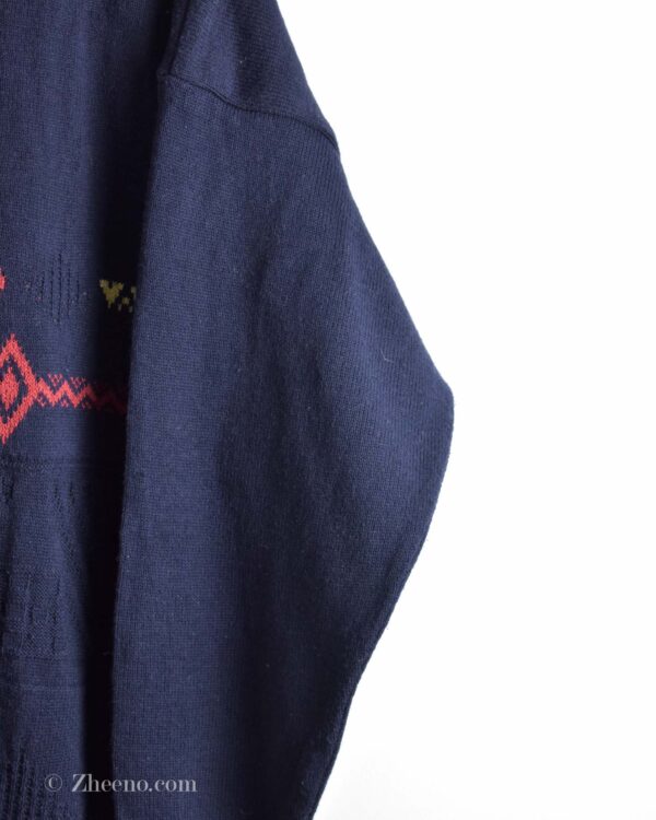 بافت وینتیج سرمه ای تیره طرح دار