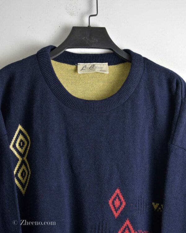 بافت وینتیج سرمه ای تیره طرح دار