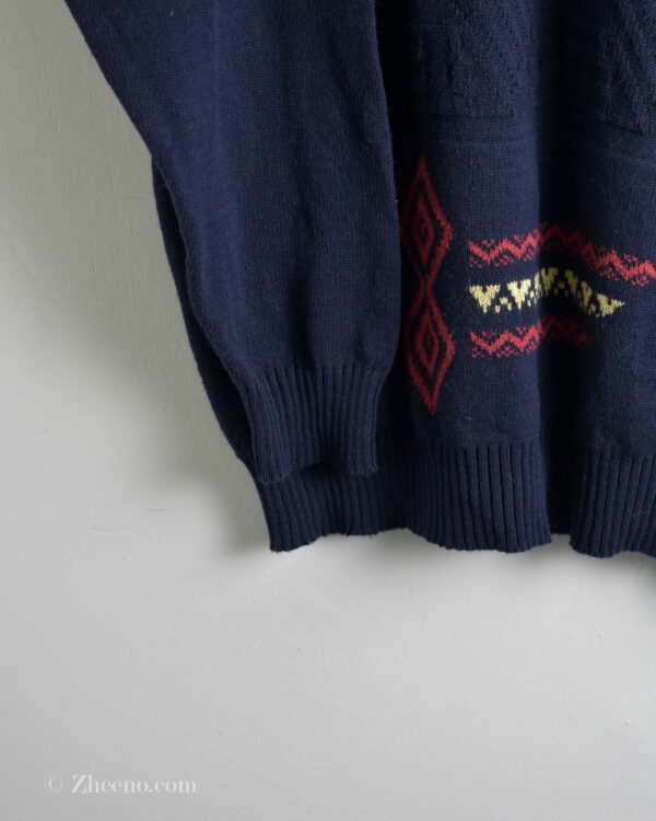 بافت وینتیج سرمه ای تیره طرح دار