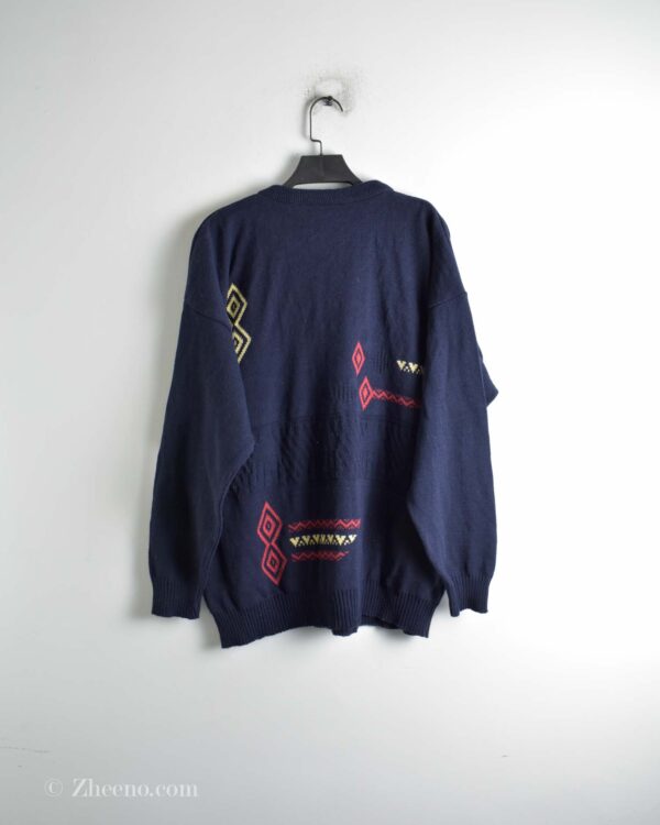 بافت وینتیج سرمه ای تیره طرح دار