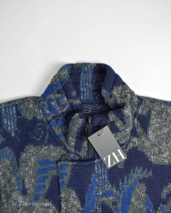 سویشرت وینتیج زیپ و دکمه دار چند رنگ