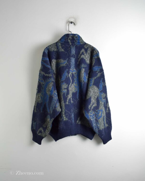 سویشرت وینتیج زیپ و دکمه دار چند رنگ