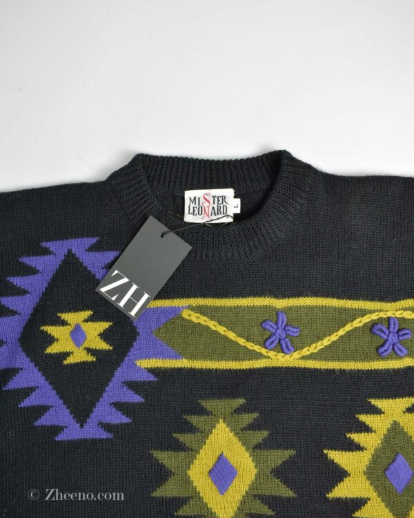 بافت وینتیج مشکی طرح دار Mister Leonard