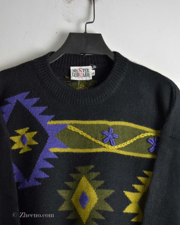 بافت وینتیج مشکی طرح دار Mister Leonard