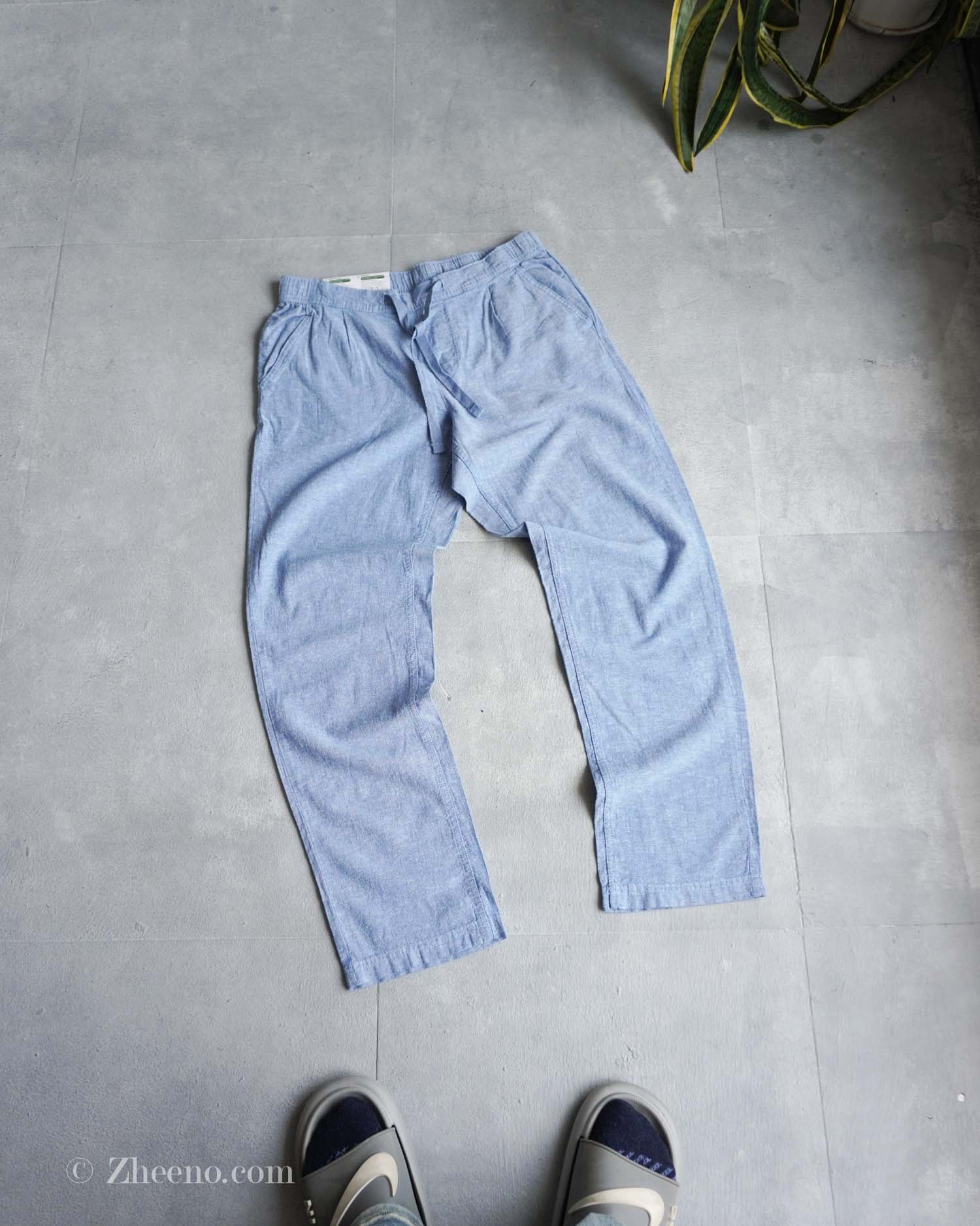zhpants-1000 شلوار لینن کمر کشی بند دار آبی Livergy - Image 1