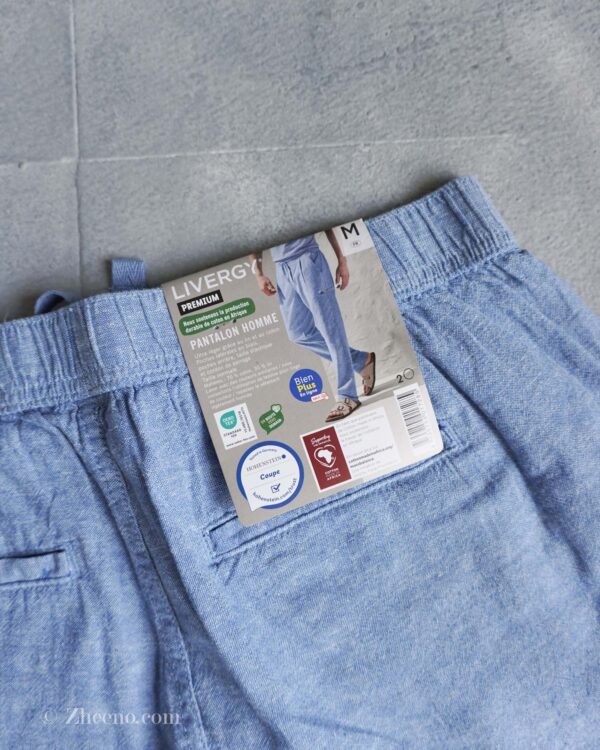 شلوار لینن کمر کشی بند دار آبی Livergy - Image 6