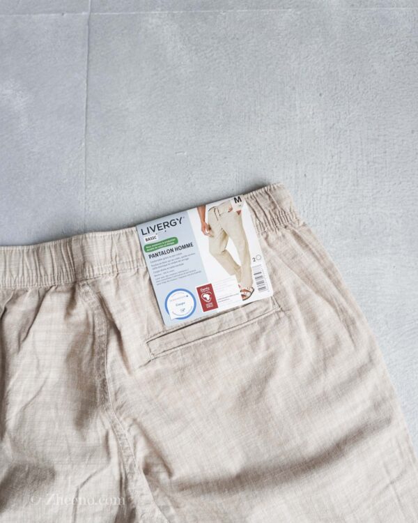 شلوار نخی بیسیک کرم طرح لینن Livergy - Image 6