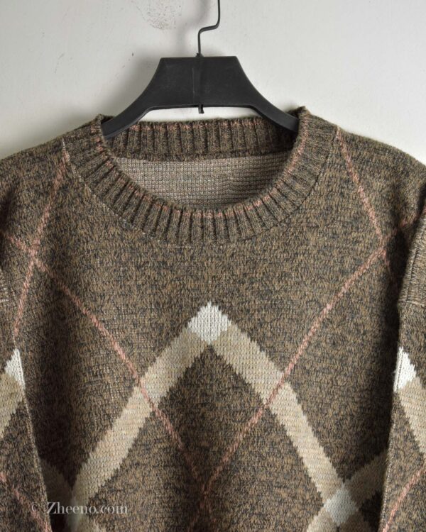 بافت وینتیج قهوه ای طرح لوزی