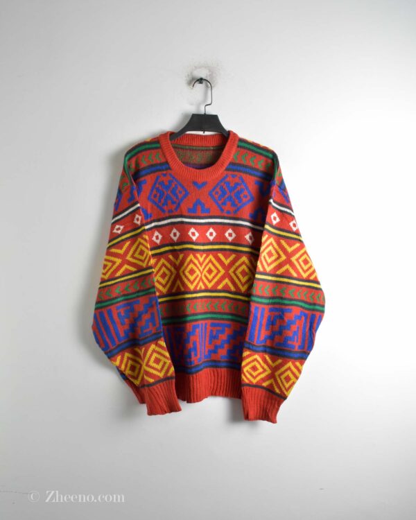 بافت وینتیج قرمز طرح دار