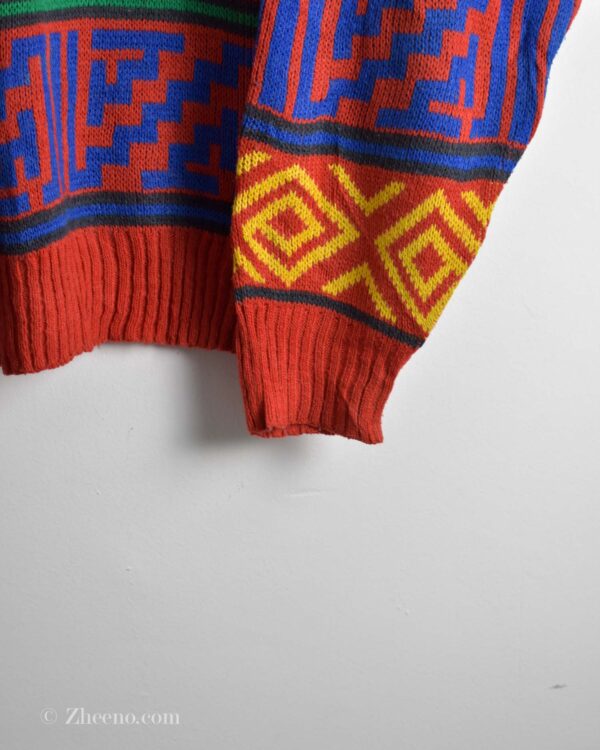 بافت وینتیج قرمز طرح دار