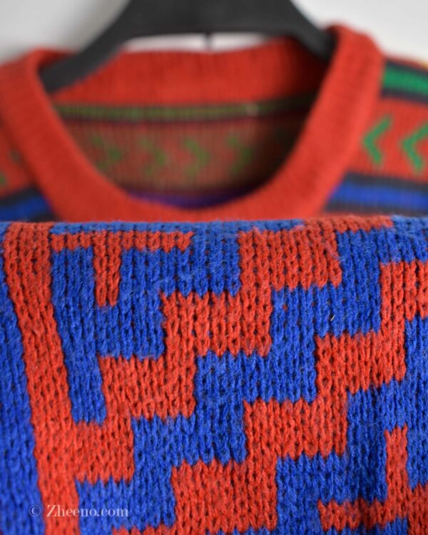 بافت وینتیج قرمز طرح دار