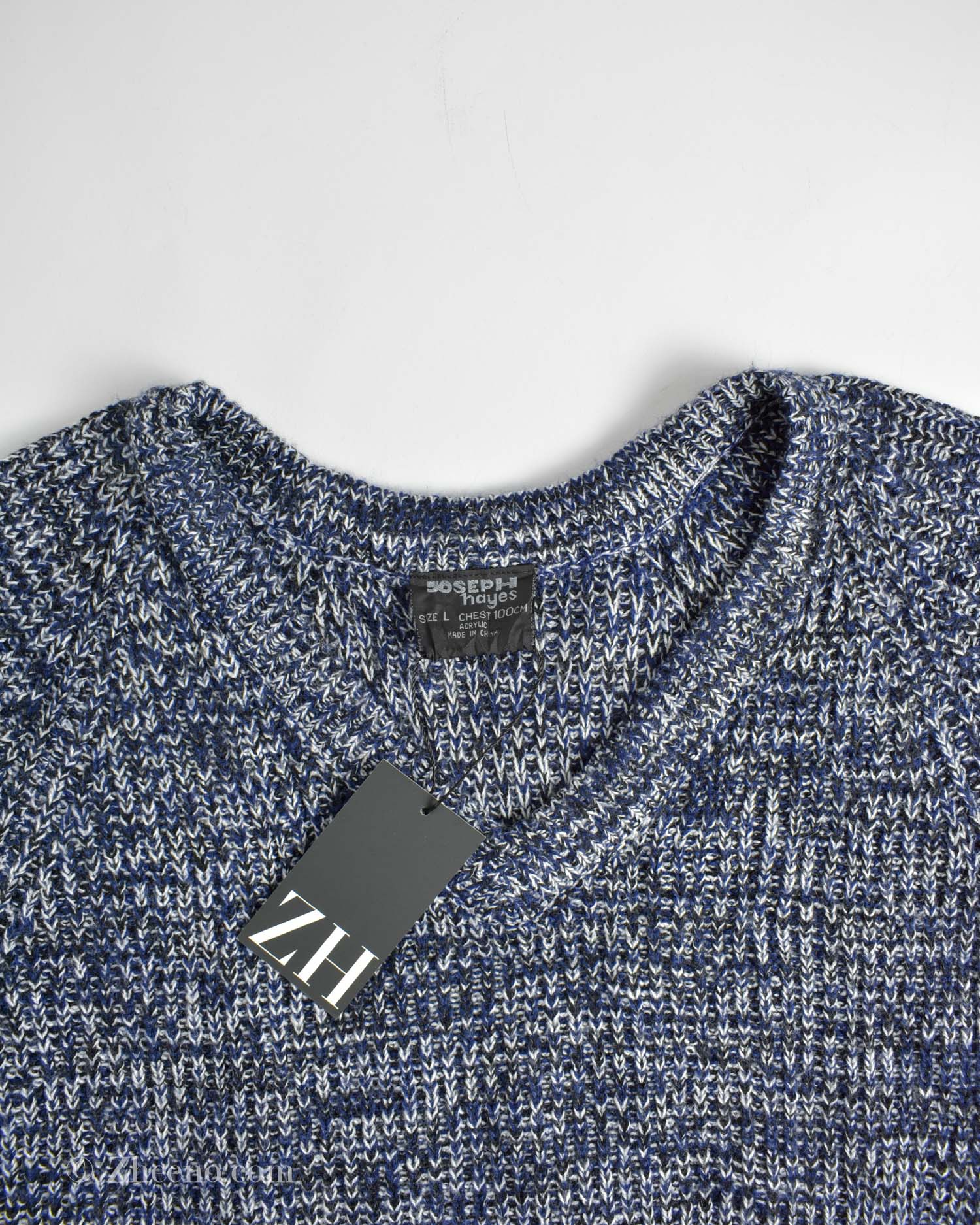 17686410937153495 بافت وینتیج یقه هفت آبی سفید Joseph Hayes