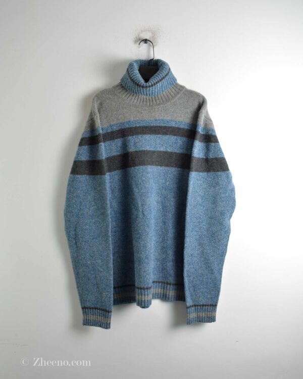 بافت یقه اسکی وینتیج آبی NJ-87