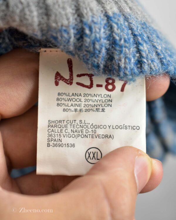 بافت یقه اسکی وینتیج آبی NJ-87