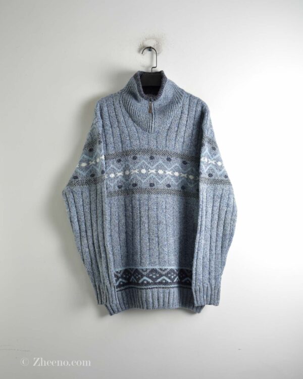 نیم زیپ وینتیج آبی