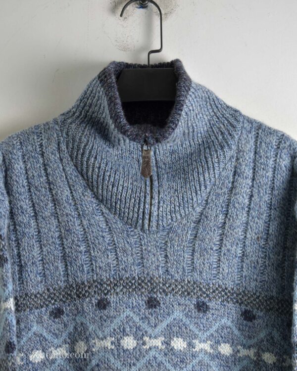 نیم زیپ وینتیج آبی