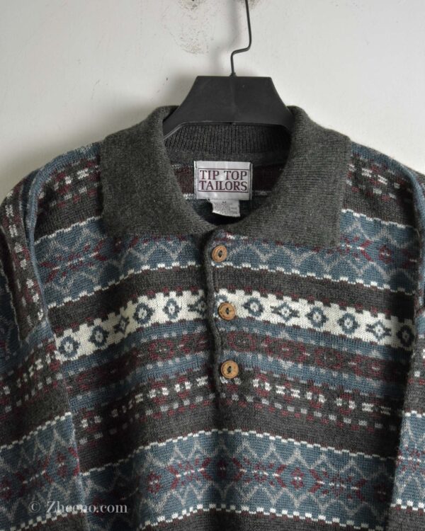 بافت وینتیج سه دکمه یقه دار Tip Top Tailors