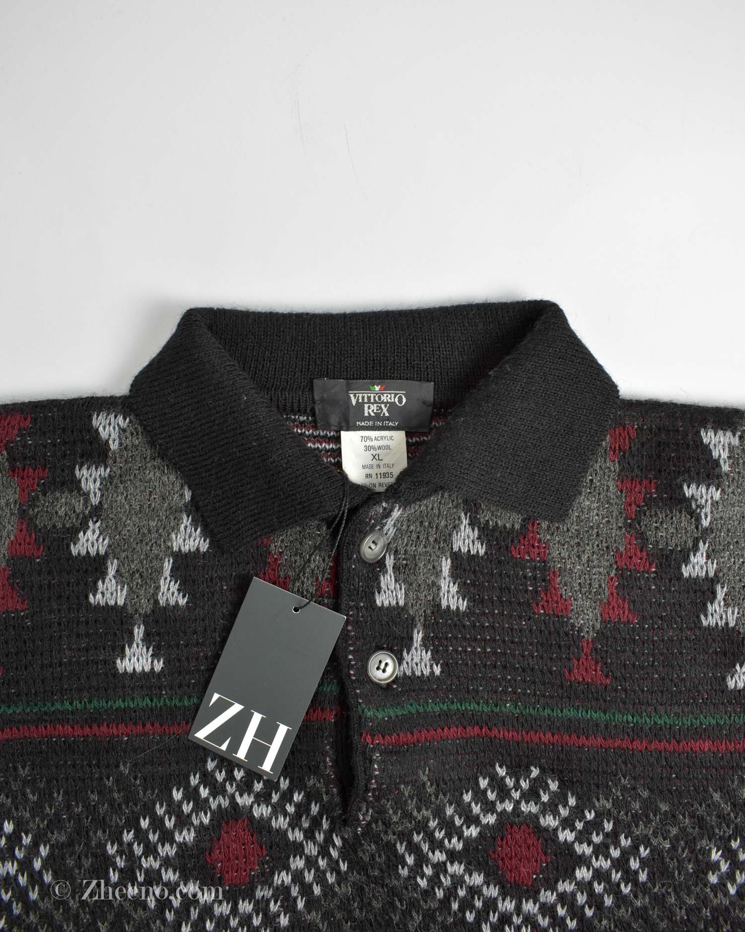 17690101359409034 بافت وینتیج مشکی یقه دار Vittorio Rex